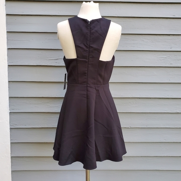 Lulu's Norma Black Cross Strap Skater Mini Dress Women's Size Medium M - Picture 3 of 6
